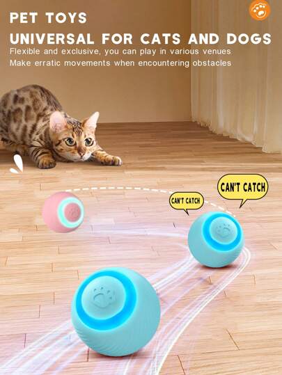 Gravity Automatic Rolling Ball, Smart Electric Pet Toy, USB Rechargeable, Interactive Cat Toy. Available In Multiple Colors. Suitable For Kittens, Helps Cats Release Stress & Boredom Through Moving Hunting Experience