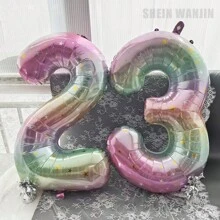 1pc 40-Inch Ombre Rainbow Giant Number Balloon, Photo Prop Birthday Decor