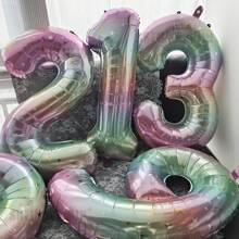 1pc 40-Inch Ombre Rainbow Giant Number Balloon, Photo Prop Birthday Decor