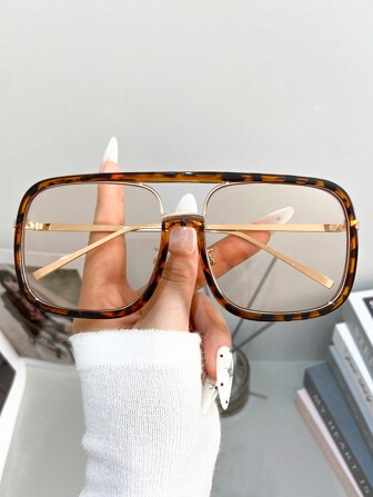 New Fashion Large Frame Retro Metal Square Fashion Glasses, Unisex Daily, Outdoor, Street Style, Festivals, Parties, Casual, Streetwear Fashion Glasses For Women Ladies Shades Beach Accessories Vintage Y2k For Summer Beach Vacation,Outdoor,Travel