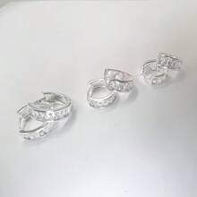 Baguette Hoop Earring Trio Studded With Zirconia Plated In 925 Silver - 銀色 - 查看 6