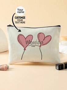 Nuevas bolsas de cosméticos, bolsas personalizadas de texto, se pueden personalizar a su diseño único, las bolsas cosméticas con cremallera de canvas ligeras también son excelentes para comprar monederos, lápices, perfectos para compras, citas, vacaciones, viajes, festivales, fiestas o como regalos, bolsa de maquillaje, accesorios de viaje, artículos de salida de verano