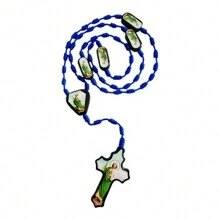 1 Stück handgefertigte katholische Halskette mit Anhänger, Kreuz, Medaille der Heiligen Jungfrau Maria, Schutz, Segen, katholischer Schmuck, Geschenkanhänger für Auto, Weihnachten, Halloween, für Männer und Frauen