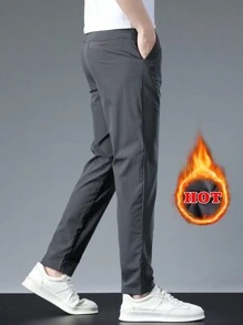Men's Solid Color Pockets Casual Tapered Pants - Dark Grey - View 4