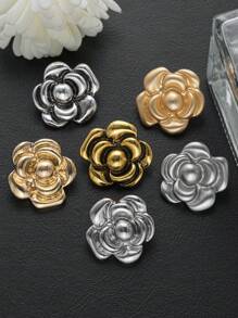 Vintage Rose Flower Metal Buttons 6 Packs, Antique Style Decorative Button For Coats, Sweaters, Suits, Jackets, Women's Fashion, DIY Crafts, Hair Accessories, Sewing Supplies - Golden & Silver Grey