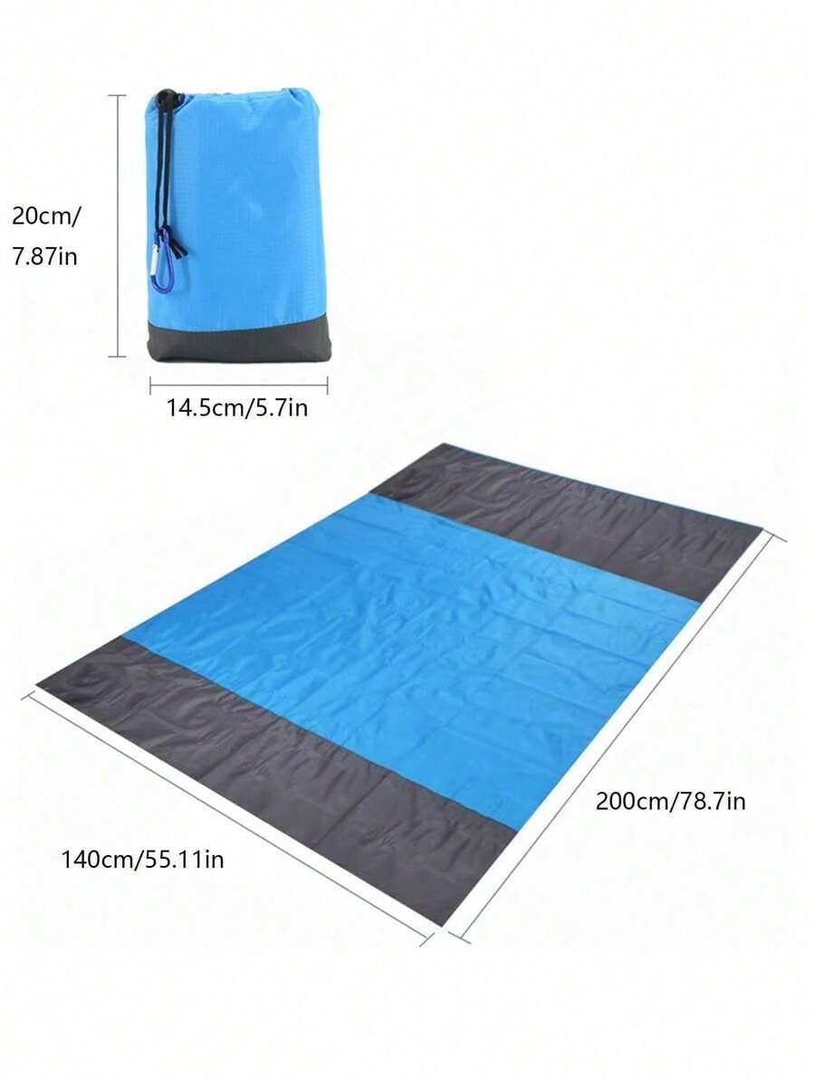 Portátil Alfombra de playa 140 * 200 CM alfombra exterior a prueba de arena y humedad, alfombra de picnic, alfombra de piso impermeable, mini sofá plegable de luz para acampar, manta, alfombra de piso de tienda - Azul - Ver 1