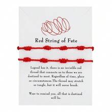 2pcs New Year & Christmas Couples/Friends Lucky Red Braided Adjustable Bracelet Set