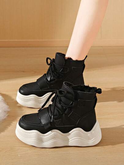 2024 Zapatillas térmicas forradas de invierno en blanco, Nuevas botas de plataforma de estilo coreano de la versión Ins para estudiantes, Zapatos de lona con suela gruesa para deportes, Botas cortas informales en negro, Botas con cara, Botas de pelo slip-on blancas de tendencia, Botas de nieve de caña baja para personas de estatura pequeña, Botas de invierno con suela gruesa clásica, Botas de nieve cálidas, impermeables y antideslizantes, Botas de trabajo ligeras, Botas Chelsea de estilo británico con punta ancha