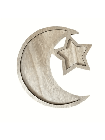 星星和月亮木制装饰品，适用于斋月和开斋节甜点托盘 - 非常适合房间装饰、生日派对和节日庆祝活动，配有木制工艺品、装饰品、节日配饰、节日礼物