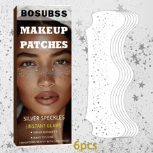 Bộ 6 miếng dán mặt bạc đính đá lấp lánh trang trí mặt lấp lánh thích hợp cho lễ hội âm nhạc, tiệc hàng ngày, biểu diễn, giáng sinh và trang điểm - Nhiều màu - Xem 10