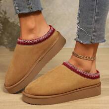 Giày bốt nhung trơn màu cho nữ, giày bốt mùa đông đế dày đế mềm ấm áp bên trong, giày bốt tuyết ấm chống trượt, cỡ lớn, dành cho cả nam và nữ - Lạc đà - Xem 9