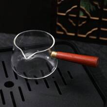 1 件高品质玻璃茶壶，带木柄茶壶，尺寸：高 6.4 厘米 x 宽 9.2 厘米。圣诞礼物、婚礼礼品/节日礼物/装饰品 - 透明 - 查看 8