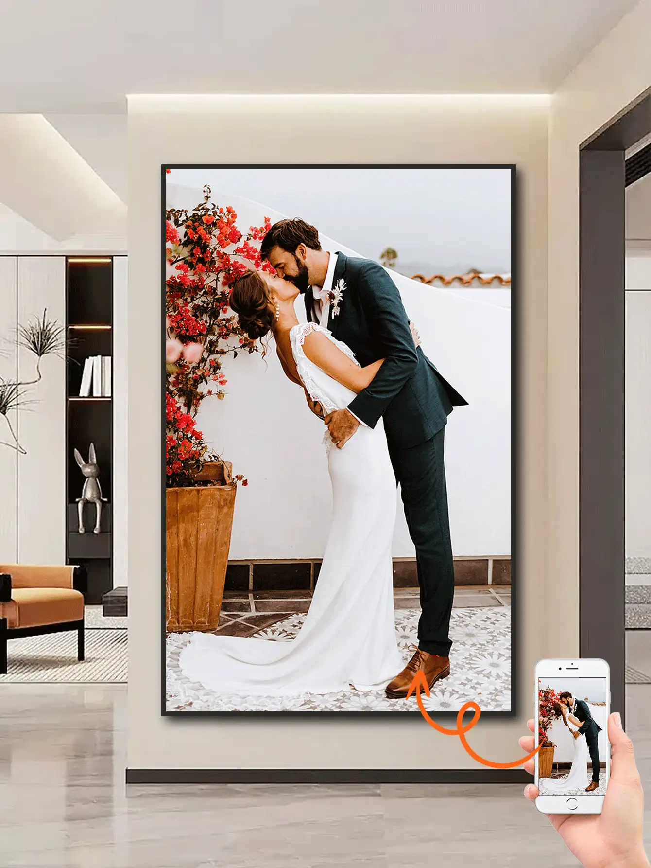 1 可定制无框高清油画海报、个性化帆布海报、定制照片、分享您最喜欢的回忆和最珍贵的时刻、送给朋友和家人的完美礼物、周年纪念日的墙壁艺术、情人节、母亲节、生日、儿童节等、情人节、情人节装饰高品质、时尚定制、个性化、独特的理想礼物送给男朋友、女朋友的情人节礼物、周年纪念日礼物、婚礼客厅礼物、家庭毕业礼物 - 無框 - 查看 3