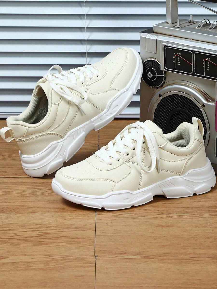 Giày thể thao thường ngày màu be dành cho nam, phong cách châu Âu đơn giản hợp thời trang, trang phục đường phố đa năng, giày đi bộ đường dài du lịch ngoài trời nhẹ và thoải mái - Màu be - Xem 1