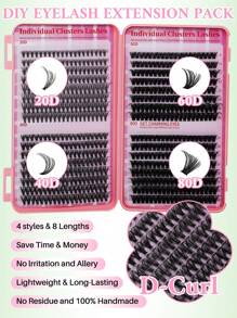 624PCS Mixed DIY Lash Extension Kit High Capacity Individual Lash Clusters 9-16MM Mixed D Curl Effect Natural Look Wispy Soft And Comfortable False Eyelashes Long-Lasting Individual Lashes Kit With Lash Bond&Seal And Tweezers And Lash Brush