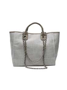Túi Tote Canvas Dung Tích Lớn Cho Nữ, Kiểu Dáng Xô, Túi Xách & Túi Đeo Chéo, Túi Xách Khóa Kéo Tùy Chỉnh Cho Mọi Mùa - Màu Khaki - Xem 10