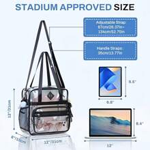 PIG PIG GIRL 12" Stylish PVC Clear Bag With Detachable Shoulder Strap, Waterproof And Sturdy, Suitable For Stadium Events, Concert Clear Bags, Places Requiring Security Inspection - Camping, Cruise/Vacation Must-Have, Anniversary Gift - Black - View 3