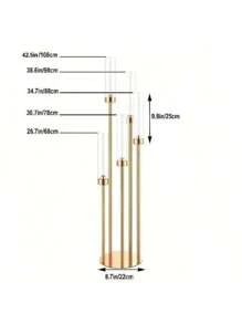 Zestaw świątecznych, 1 szt., 5-ramiennych, 42,5-calowych, złotych, metalowych, wielokrotnego użytku, dekoracyjnych świeczników, odpowiedni na święta, imprezy, wystrój domu, wesela, Święto Dziękczynienia, Walentynki, dekoracje na przyjęcia bożonarodzeniowe, spersonalizowane prezenty, wystrój domu na powrót do szkoły, prezent noworoczny