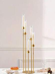 Zestaw świątecznych, 1 szt., 5-ramiennych, 42,5-calowych, złotych, metalowych, wielokrotnego użytku, dekoracyjnych świeczników, odpowiedni na święta, imprezy, wystrój domu, wesela, Święto Dziękczynienia, Walentynki, dekoracje na przyjęcia bożonarodzeniowe, spersonalizowane prezenty, wystrój domu na powrót do szkoły, prezent noworoczny