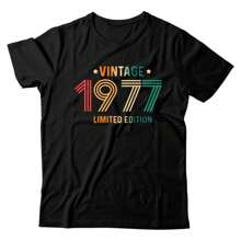 Women's Men's T-Shirt I'm 1977 I Was Born In 1977 Vintage - 黑色 - 查看 1