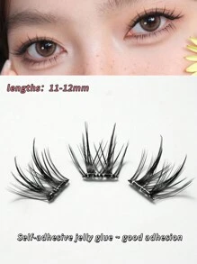 120 cái/bộ, Chiều dài 11-12mm, Độ dày 0,07mm, Độ cong chữ C, Lông mi giả tự dính, Lông mi hoạt hình dễ thương tự nhiên và chân thực, Không cần keo dán, Lông mi xoăn 3D tự dính - C - Xem 4