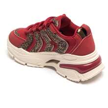 Fashionable Versatile Casual Glitter Platform Sneakers - Claret - View 3