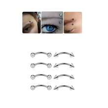 8pcs Stainless Steel Eyebrow Rings & Studs Face Jewelry Body Piercing Accessories - Many - View 8