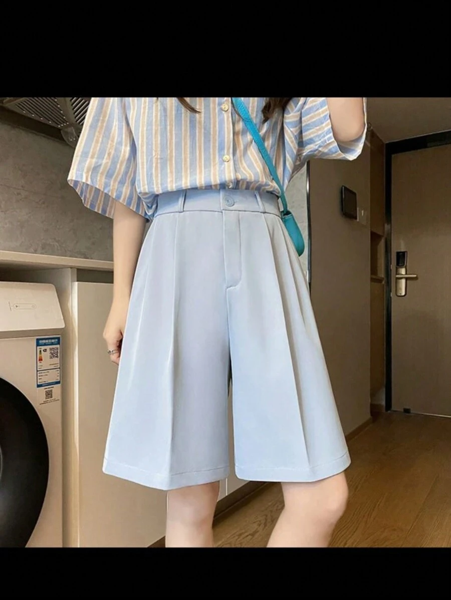 Tailored Bermuda Shorts Without Belt - Gringa Fashion - Blue - View 1