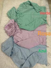 Mily.Moda Women's Waterproof Windbreaker Jacket With Removable Hood Plain - Màu xanh lam - Xem 6