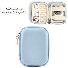 EVA Leather Earphone Case, Data Cable Charger Adapter USB Flash Drive Hard Case Shock-Proof Anti-Pressure Storage Box; Candy Color PU Leather Photo Printer Storage Box Scratch-Resistant Durable; Small Camera Storage Pouch - Baby Blue - View 4