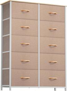 Dresser For Bedroom With 10 Drawers, Storage Drawer Organizer Unit, Chest Of Drawers For Bedroom Living Room Closet, Sturdy Steel Frame, Wood Board, Fabric Drawers(Khaki) - 卡其色 - 查看 2