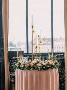 Zestaw świątecznych, 1 szt., 5-ramiennych, 42,5-calowych, złotych, metalowych, wielokrotnego użytku, dekoracyjnych świeczników, odpowiedni na święta, imprezy, wystrój domu, wesela, Święto Dziękczynienia, Walentynki, dekoracje na przyjęcia bożonarodzeniowe, spersonalizowane prezenty, wystrój domu na powrót do szkoły, prezent noworoczny