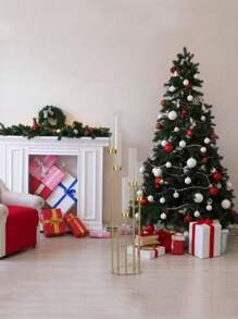 Zestaw świątecznych, 1 szt., 5-ramiennych, 42,5-calowych, złotych, metalowych, wielokrotnego użytku, dekoracyjnych świeczników, odpowiedni na święta, imprezy, wystrój domu, wesela, Święto Dziękczynienia, Walentynki, dekoracje na przyjęcia bożonarodzeniowe, spersonalizowane prezenty, wystrój domu na powrót do szkoły, prezent noworoczny