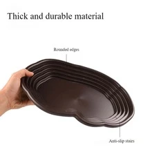 家用大型乌龟浴缸，黄边龟和半水龟饮水碗，养殖箱装饰 - 咖啡棕 - 查看 6