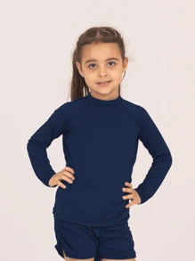 Children's Thermal Shirt With UV50 Sun Protection Unisex 6-8-10-12-14-16 Lavin Basic - Màu xanh hải quân - Xem 2