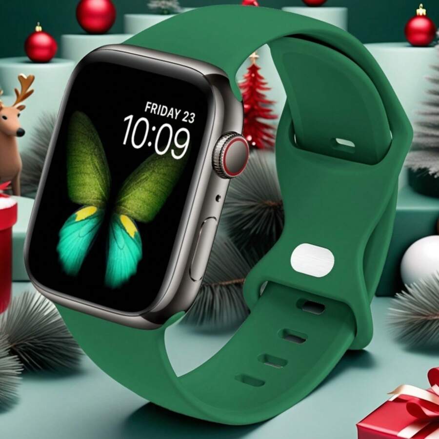 1 Chiếc Dây đeo đồng hồ silicon khóa bướm thời trang Unisex, mềm mại thoải mái, chống thấm nước, tương thích với 38mm 40mm 41mm 45mm 46mm 44mm 42mm 49mm, Phụ kiện thay thế cho Series SE8/7/6/5/4/3/2/1