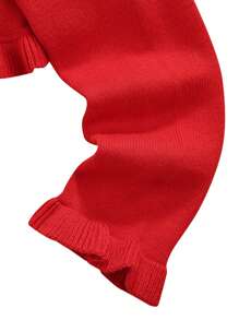 Toddler Baby Girl Sweater Crop Top Knit Cardigan Long Sleeve Ruffled One Button Cute Outwear Kids Fall Shrug Cover Up - Red - View 5
