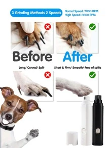 1pc Pet Grooming Nail Grinder With LED Light To Illuminate The Blood Line, USB Charging Long Life, Mute/Low Vibration Design Quiet And Not Disturb, 7500/8000 Rpm Two-Speed Adjustable, Puppy Nail Grinder, Kitten Nail Grinder, Three Nail Grinding Modes/Suitable For Small Dogs Medium-Sized Dog Nail Grinding, Universal For Dogs And Cats, Easy To Carry Outside, Suitable For Small And Medium-Sized Cats And Dogs Daily Nail Grinding Care - Multicolor - View 7
