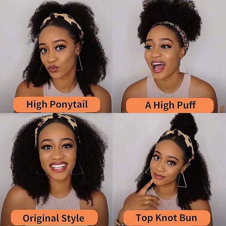 180% Density Afro Kinky Curly Human Hair Wig, 10A Grade Glueless Natural Curly Human Hair Wig For Women - Natural Black - View 6