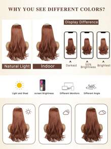 Clip In Hair Extensions, Orange 24 Inch 6 Pieces Invisible Hair Clip, Made Of Soft Synthetic Fiber, Natural Wave Roll Suitable For Women's Daily Use - Dirty Orange - View 9