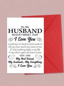 1pc Thank You Greeting Card With Heartfelt Message For Husband, Anniversary, Valentine's Day, Birthday Card (Random Envelope Style & Color Included) Back To School,Back To School,School Supplies