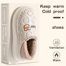 Women's Waterproof Non-Slip Indoor Winter Warm Plush Lining Thick Sole Slides