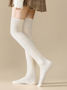 1 Pair Women Over The Knee Stockings With Chain Design, Multi-Color Random Fashion Versatile Thigh High Socks For Daily Outfits