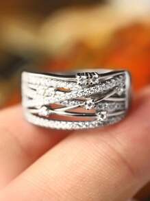 Nhẫn ngôi sao rỗng lấp lánh bằng bạc Sterling 925, trang sức cao cấp tinh tế của Châu Âu và Châu Mỹ, thích hợp làm quà tặng, hẹn hò, tiệc tùng, đeo hàng ngày, đính hôn, đám cưới, cô dâu - Nhẫn ngôi sao rỗng - Xem 8