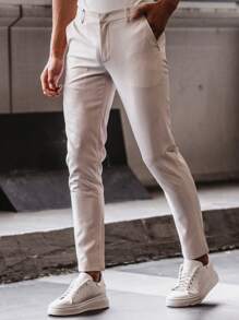 Pantaloni casual da uomo con tinta unita, tasche oblique, versatili e alla moda, adatti per tutte le stagioni