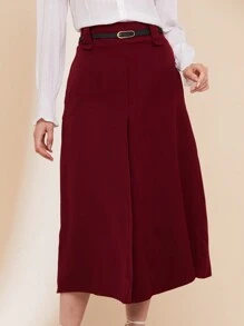Tailored Skirt N 3 Draped Godet Longuete Women's Front Slit - Burgundy - View 2