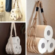 1 pieza Portarrollos de toallas de papel estilo bohemio, soporte para rollos de papel higiénico montado en la pared, estantería colgante para revistas y pañuelos, estante de almacenamiento para decoración del hogar y el hotel, decoración de baño, decoración de otoño