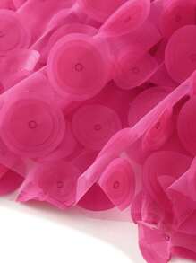 Women Tulle Tutu Skirt Solid Color 3D Dot Elastic Mesh Fairy A-Line Skirt For Beach Party Streetwear - 玫紅色 - 查看 7