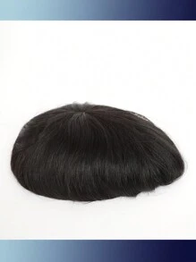 Prótesis capilar de cabello humano para hombres, sistema de reemplazo de peluca de encaje monofilamento duradero - Cabello liso, apto para todas las etnias - Natural Black - Ver 5