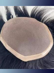 Prótesis capilar de cabello humano para hombres, sistema de reemplazo de peluca de encaje monofilamento duradero - Cabello liso, apto para todas las etnias - Natural Black - Ver 8